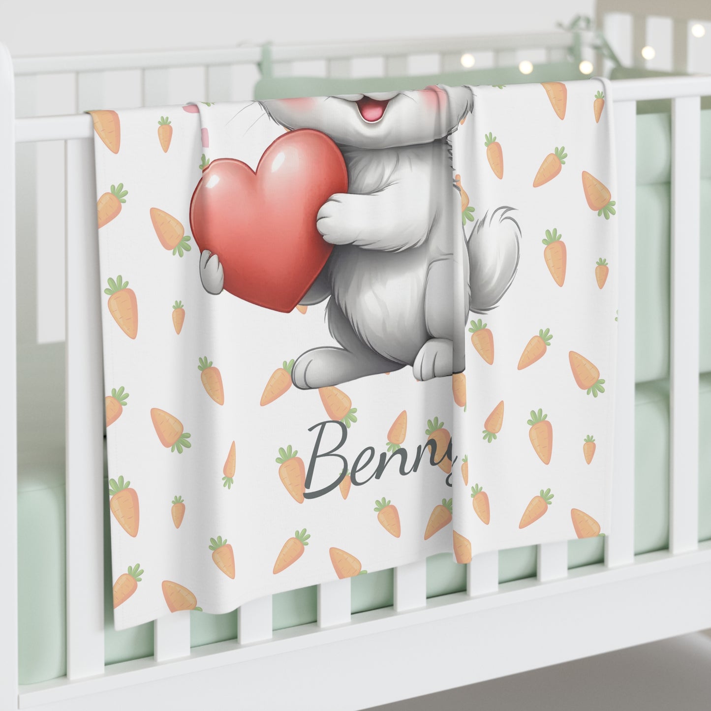 Benny the Rabbit - Personalized Baby Swaddle Blanket