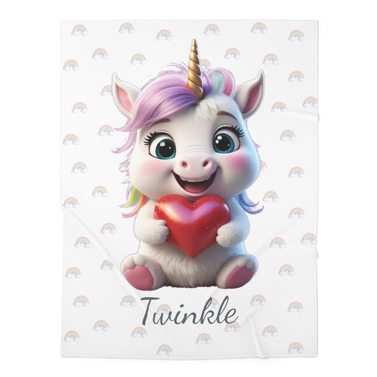 Twinkle the Unicorn - Personalized Baby Swaddle Blanket