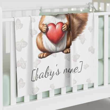 Sammy the Squirrel - Personalized Baby Swaddle Blanket