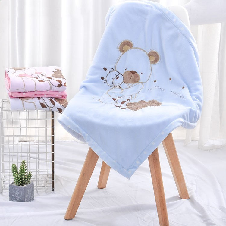 Double-Layer Embroidered Fleece Blanket