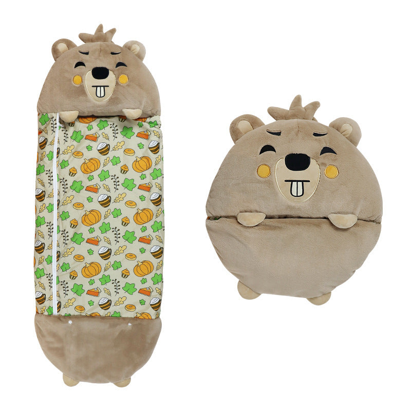 Cozy Cartoon Animal Kids Sleeping Bag with Pillow