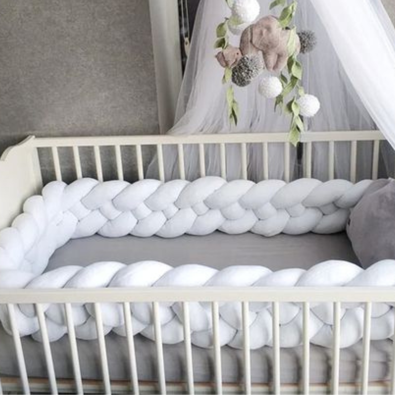 braided crib bumper white