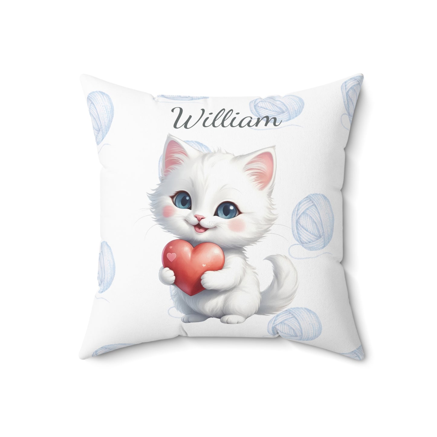 Luna the White Kitten - Personalized Nursery Pillow