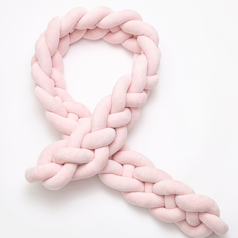 braided crib bumper pink